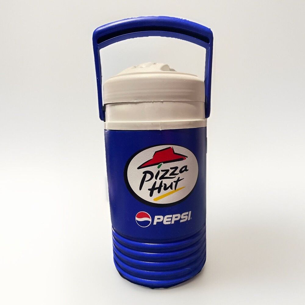 IGLOO Vintage USA 1/2-Gallon Blue/White PIZZA HUT Drink Water Cooler Jug Handle